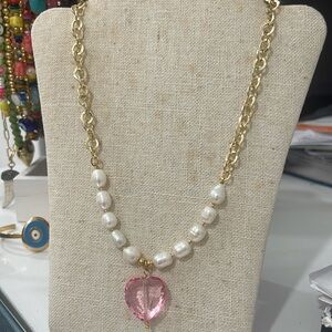 Pink Quartz Heart Necklace